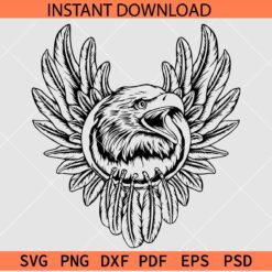 Screaming Eagle Head inside wings SVG, Eagle wings and Head Vector SVG, US Bird SVG
