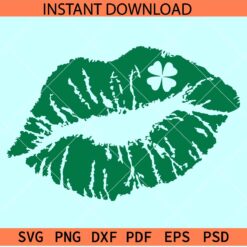 Shamrock lips SVG, St. Patrick's Lips SVG, Clover Leaf Lips SVG