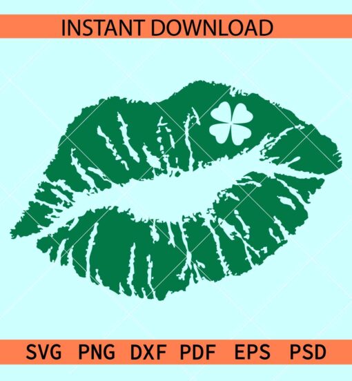 Shamrock lips SVG, St. Patrick's Lips SVG, Clover Leaf Lips SVG