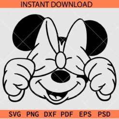 Shy Minnie  Mouse SVG, Minnie Hiding Face with Bow SVG, Cute Minnie Mouse SVG