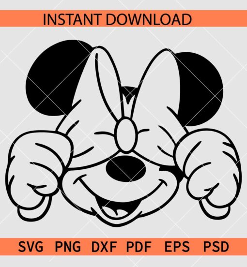 Shy Minnie  Mouse SVG, Minnie Hiding Face with Bow SVG, Cute Minnie Mouse SVG