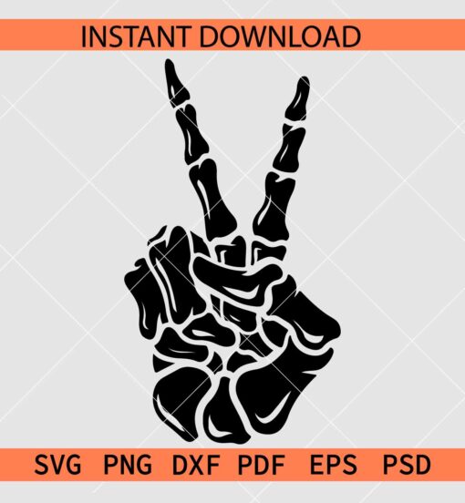 Skeleton Peace Hand Sign SVG, Skeleton Peace Hand ASL SVG