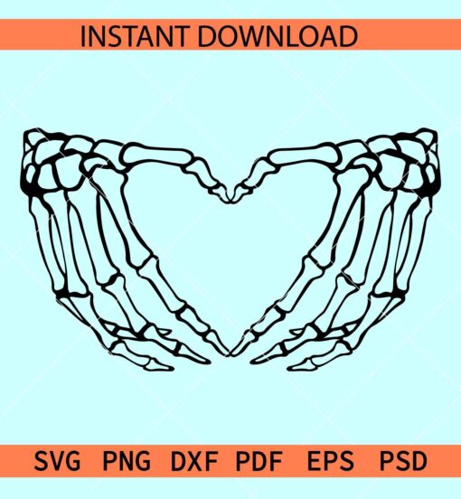 Skeleton heart hands SVG, Skeleton heart Love symbol SVG, Skeleton hand ASL