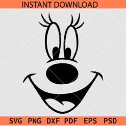 Smiling Face with Eyes Lashes SVG, Happy Minnie Face SVG, Disney Cute Face SVG