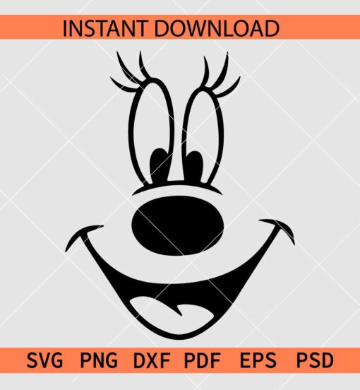 Smiling Face with Eyes Lashes SVG, Happy Minnie Face SVG, Disney Cute Face SVG