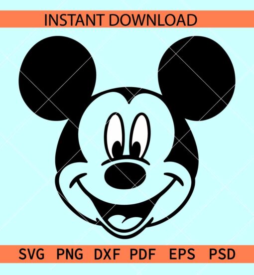 Smiling Mickey Mouse SVG, Happy Mickey Head SVG, Disney Head SVG