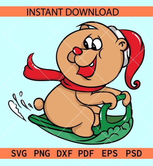Snowman Cartoon Scatting SVG,  Snowman Baby with skateboard SVG