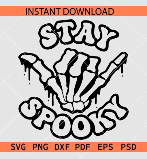 Stay Spooky Dripping Rock on Hand Sketch SVG, Halloween Stay Spooky Hand ASL SVG