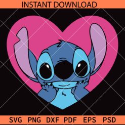Stitch Inside Heart Symbol SVG, Stitch Lover SVG, Peeking Valentine Stitch SVG