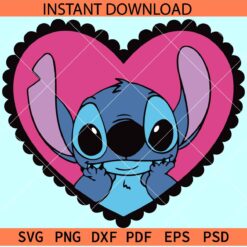 Stitch Inside Heart Symbol SVG, Stitch Lover SVG, Peeking Valentine Stitch SVG
