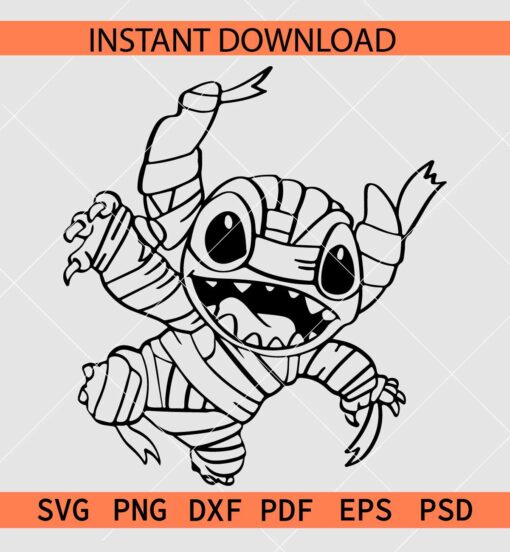 Stitch Mummy SVG, Halloween Mummy Stitch SVG, Horror Mummy Stitch SVG