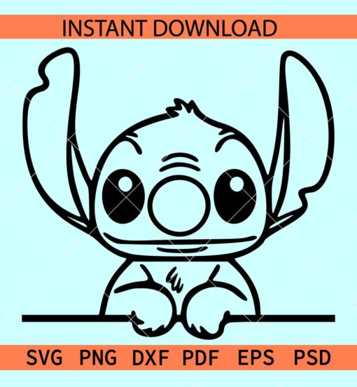 Stitch Peeking SVG, Peeking Stitch Outline SVG