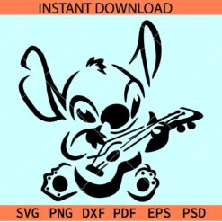 Stitch with guitar SVG, Stitch Playing guitar SVG