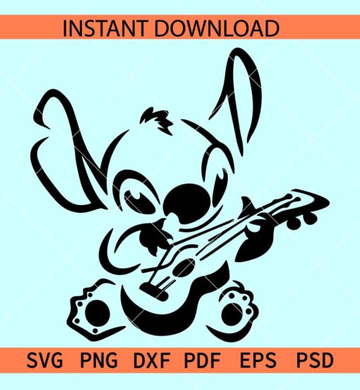 Stitch with guitar SVG, Stitch Playing guitar SVG