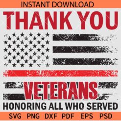Thank You Veterans honoring all who served SVG, Distressed veteran flag SVG, US Veteran SVG