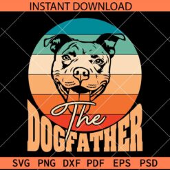 The dog father SVG, Bull Dog Head Inside Retro Circle SVG, Dog Lover SVG, Retro sun Dog Father SVG