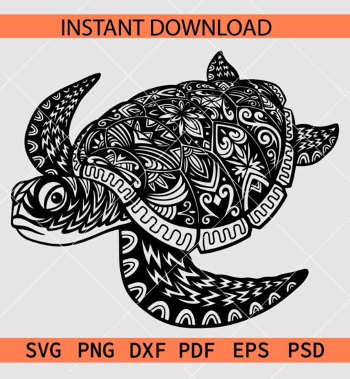 Turtle Stencil SVG, Turtle mandala SVG, Sea Turtle SVG