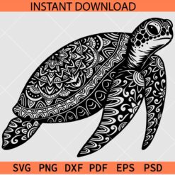 Turtle mandala SVG, Zentangle Turtle SVG, Turtle Silhouette  SVG