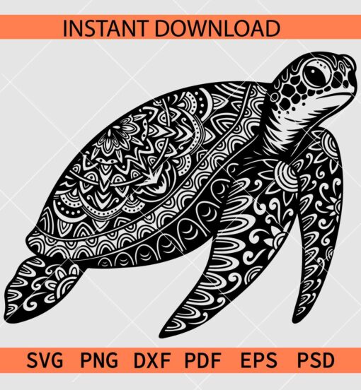 Turtle mandala SVG, Zentangle Turtle SVG, Turtle Silhouette  SVG