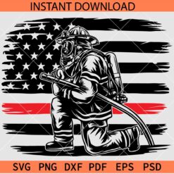 US Firefighter SVG, Distressed USA Flag With Firefighter SVG, Patriotic Firefighter SVG
