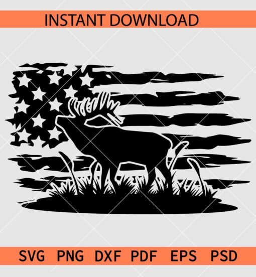 US Moose SVG,  USA Flag with Moose SVG, Moose inside American Flag SVG