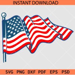 USA Flag wind blowing SVG, Blowing American Flag SVG, American Flag SVG