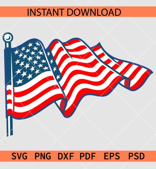 USA Flag wind blowing SVG, Blowing American Flag SVG, American Flag SVG