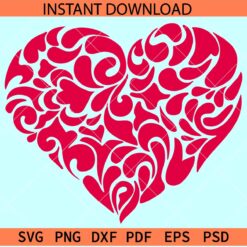 Valentine Heart Symbol SVG, Heart Mandala SVG, Love Symbol Vector SVG