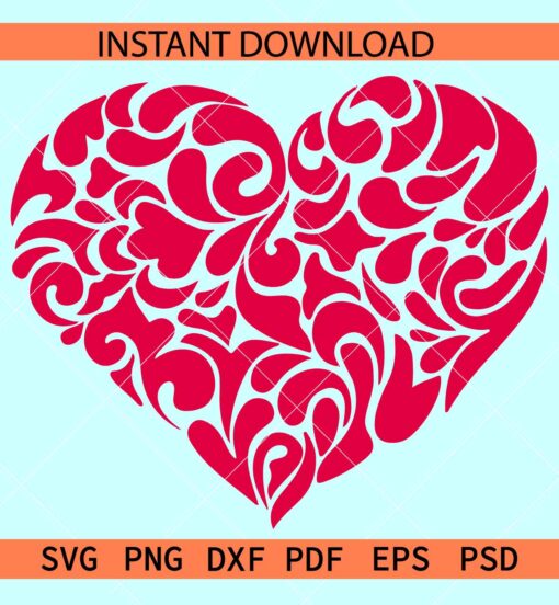 Valentine Heart Symbol SVG, Heart Mandala SVG, Love Symbol Vector SVG
