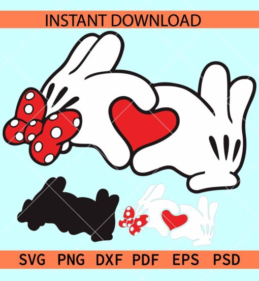 Valentine Mickey Hands svg, Polka Dots Minnie Hand SVG, Disney valentine SVG