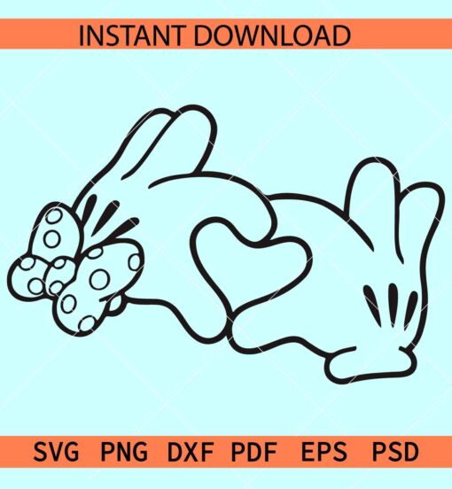 Valentine Minnie Hands svg, Polka Dots Minnie Hand SVG, Disney hands Heart Symbol svg