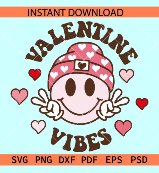 Valentine Vibes Smile SVG, Peace Out Valentine Vibes SVG, Valentine Vibes Peace Out Sign SVG