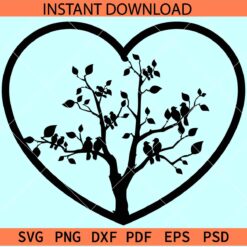 Valentine birds SVG, Heart with tree and birds SVG, Bird lover SVG