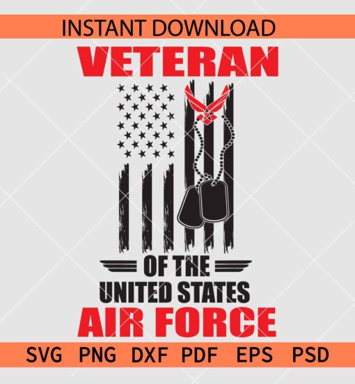 Veteran of the united States Airforce SVG, USA Veteran Flag SVG, Veteran Budge SVG