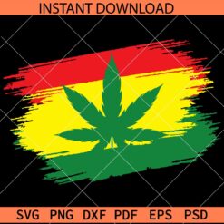 Weed flag SVG, Marijuana flag stencil SVG, Rasta colors weed svg