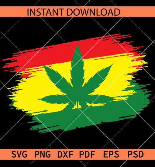 Weed flag SVG, Marijuana flag stencil SVG, Rasta colors weed svg