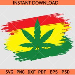 Weed flag SVG, Marijuana flag stencil SVG, Rasta colors weed svg