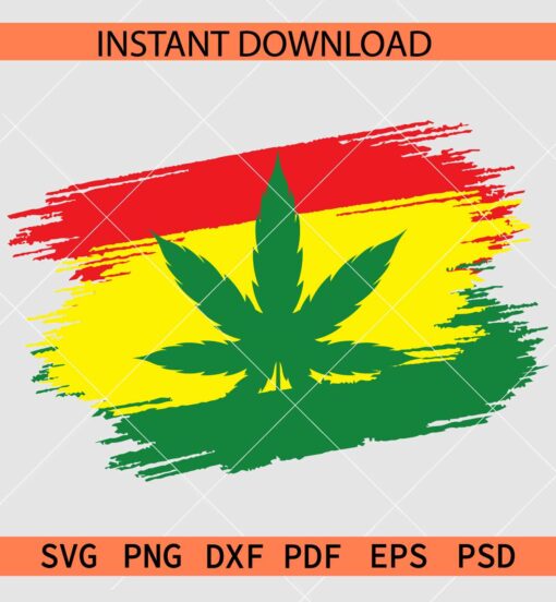 Weed flag SVG, Marijuana flag stencil SVG, Rasta colors weed svg