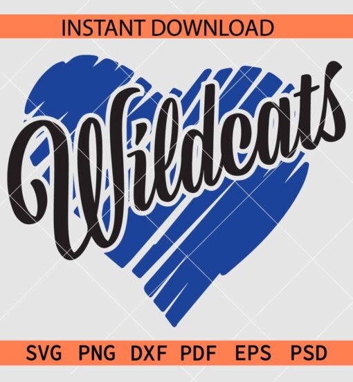 Wild Cats Scribble Heart SVG, Wild cats rugged heart SVG, The wild cats svg