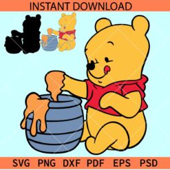 Winnie The Pooh Baby Svg, Layered Baby Winnie the Pooh SVG, Playing baby Winnie the pooh SVG