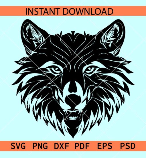 Wolf Head Silhouette SVG, Wolf Head Vector SVG, Wild Dog Head SVG