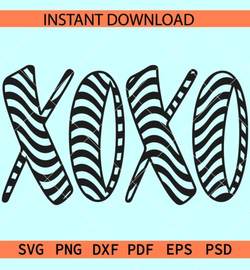 Xoxo Black stripes SVG, Valentine Xoxo Vector SVG, Love Xoxo SVG