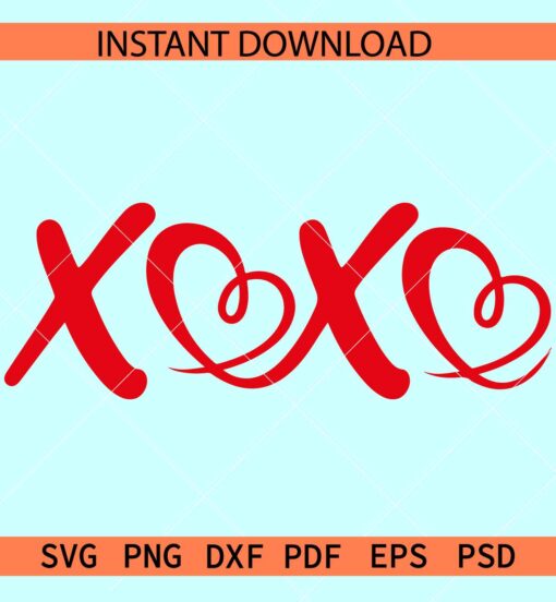 Xoxo heart Symbol SVG, Red Valentine Xoxo Vector SVG, Love Symbol Xoxo SVG