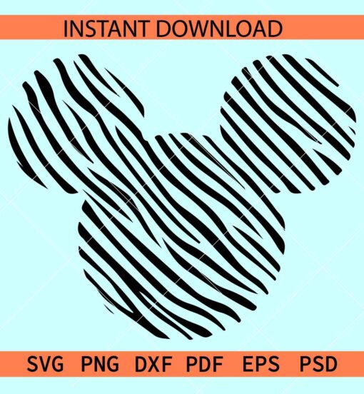 Zebra prints Disney SVG, Zebra Prints Inside Mickey Head SVG, Animal Prints Mickey Mouse SVG