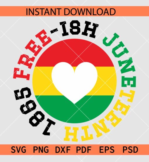 1865 free-ish Juneteenth Heart Symbol SVG