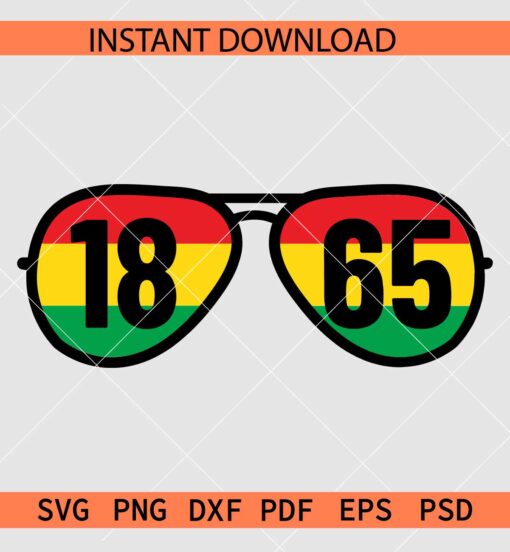 1865 sunglasses SVG, Juneteenth Sunglasses SVG, Sunglasses with Juneteenth Flag SVG