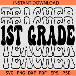1st Grade Teacher Stacked SVG, Retro First Grade Teacher SVG, Grade one teacher SVG