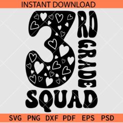 3rd Grade Squad SVG, Team 3rd Grade SVG, Grade 3 Flowers SVG