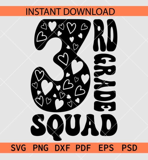 3rd Grade Squad SVG, Team 3rd Grade SVG, Grade 3 Flowers SVG
