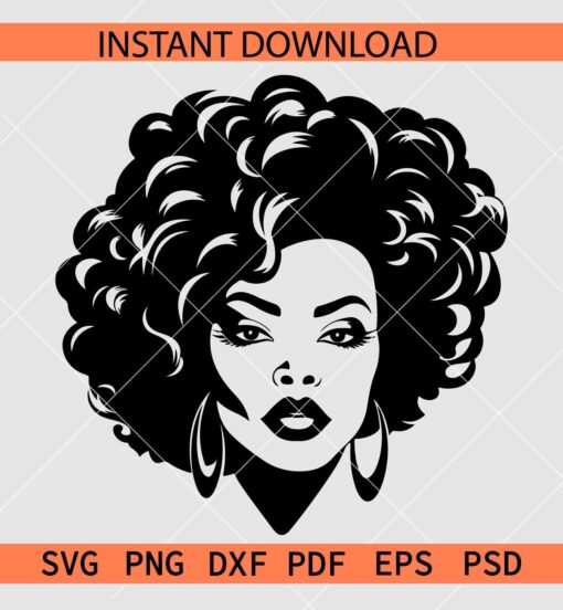 African American Woman SVG, African American Woman earrings Vector SVG